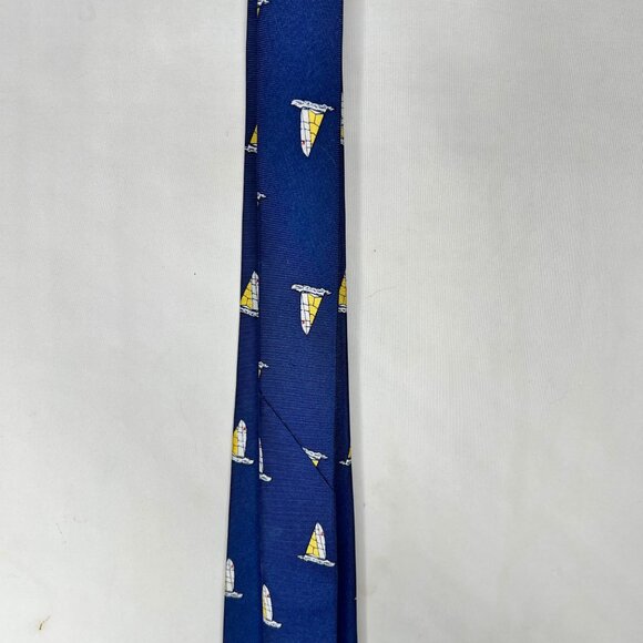 Hampton Hall Ltd. Men’s Neck Tie 3 ½” Hewlett Packard Silk Navy Blue w/ Sailboat - Picture 7 of 10